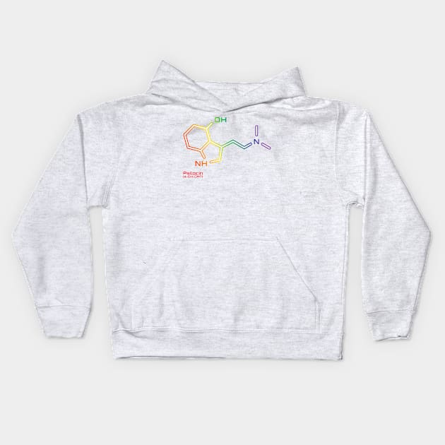 Psilocin Molecule - rainbow design Kids Hoodie by Artpunk101